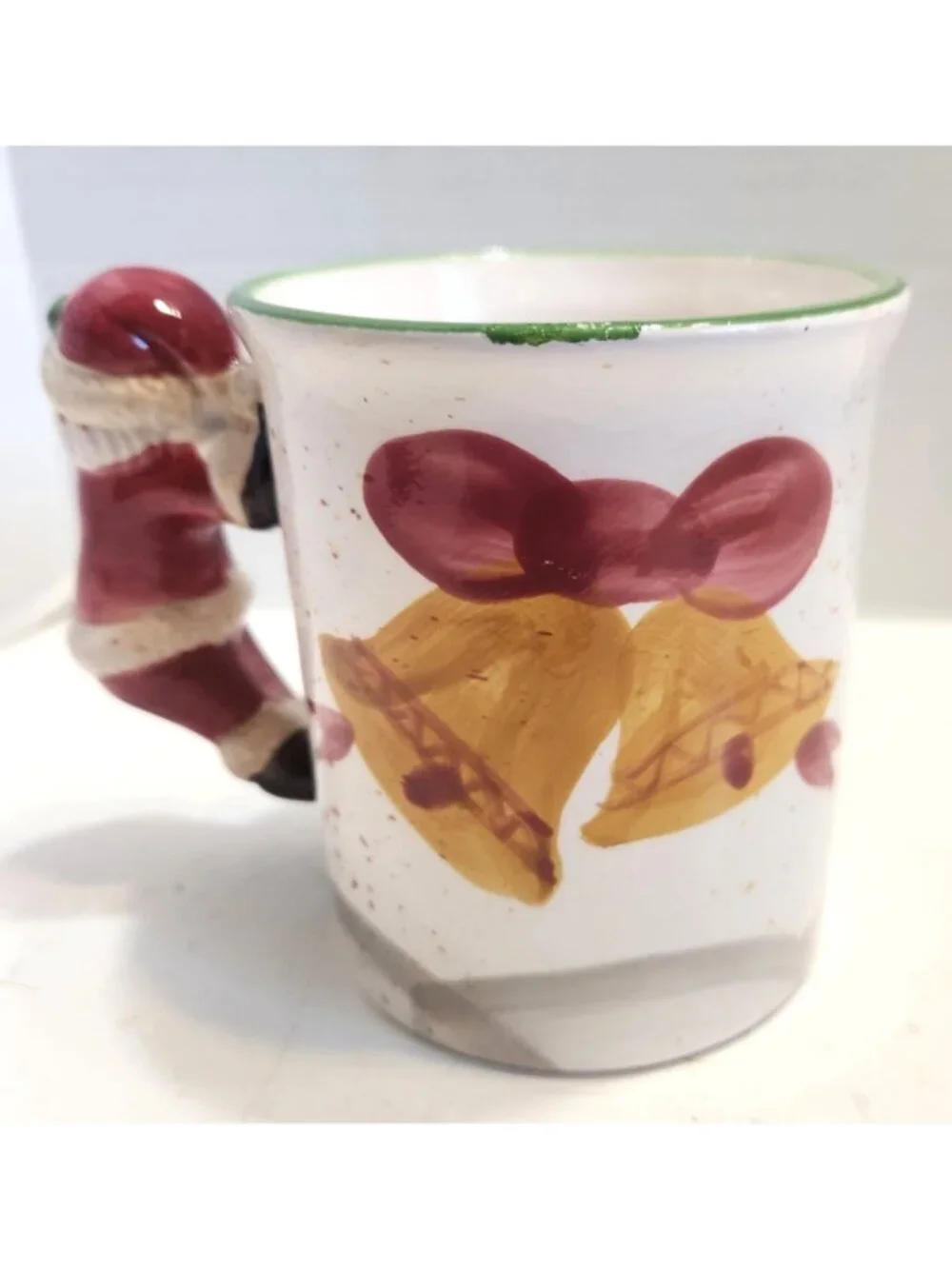 Hand-Painted Ceramic Christmas Mug With 3D Santa Handle & Holiday Designs